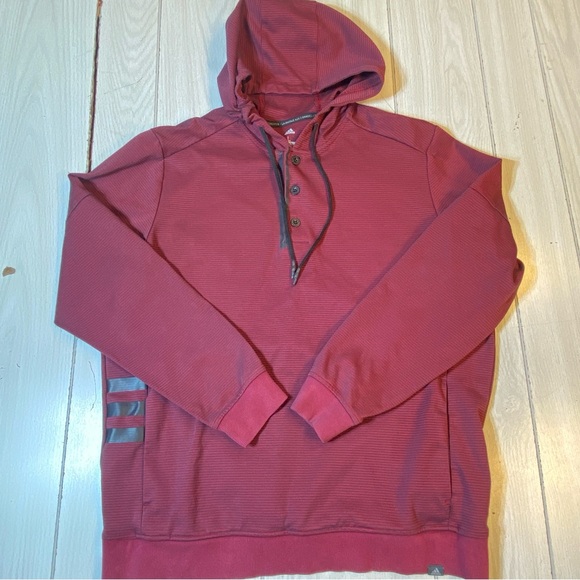 Adidas Burgundy and Black Striped Top - Picture 1 of 9